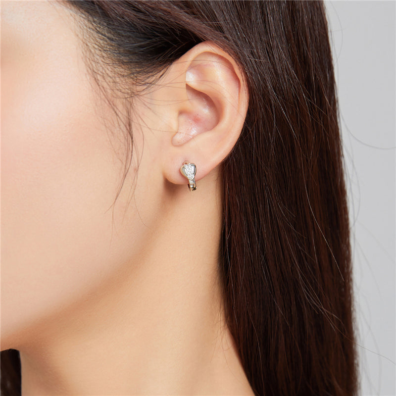 Sterling Silver Heart Of Light Huggie Hypoallergenic Earrings