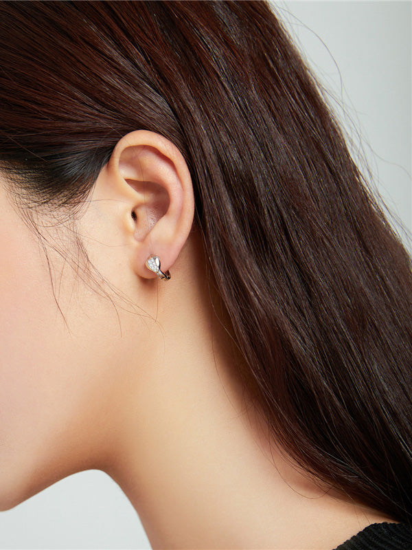 Sterling Silver Heart Of Light Huggie Hypoallergenic Earrings