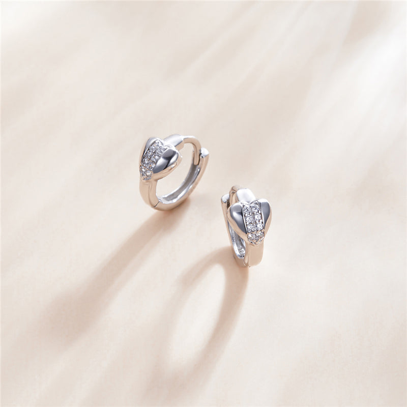 Sterling Silver Heart Of Light Huggie Hypoallergenic Earrings