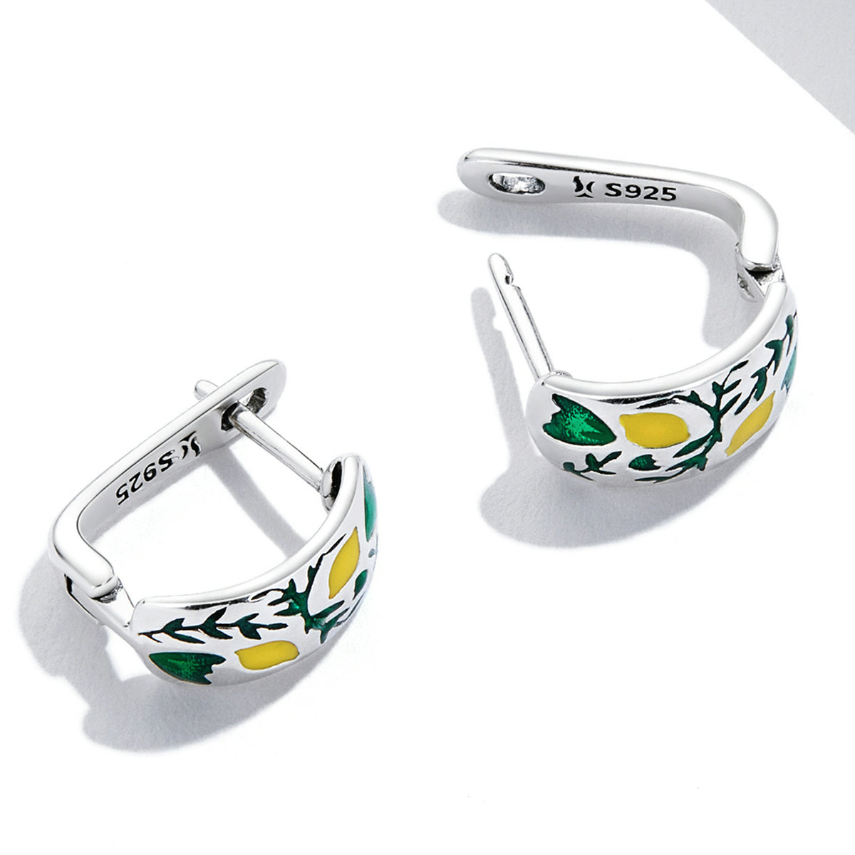 Sterling Silver Lemon Tree Leverback Hypoallergenic Earrings