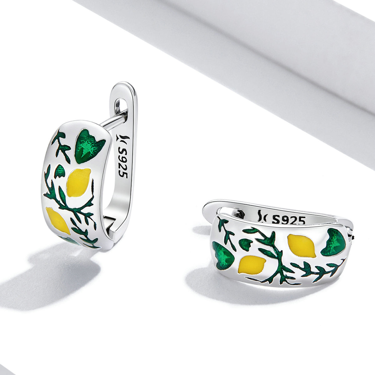 Sterling Silver Lemon Tree Leverback Hypoallergenic Earrings