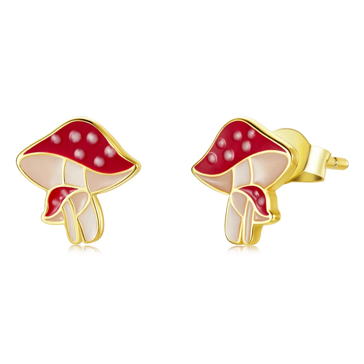 Sterling Silver Mushrooms Stud Hypoallergenic Earrings