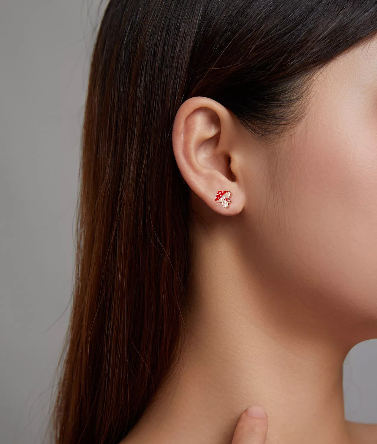 Sterling Silver Mushrooms Stud Hypoallergenic Earrings