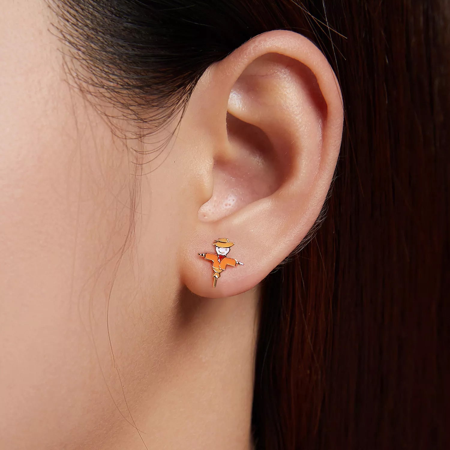 Sterling Silver Straw Doll Stud Hypoallergenic Earrings