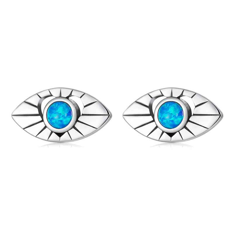 Sterling Silver Mysterious Demon Eye Stud Hypoallergenic Earrings