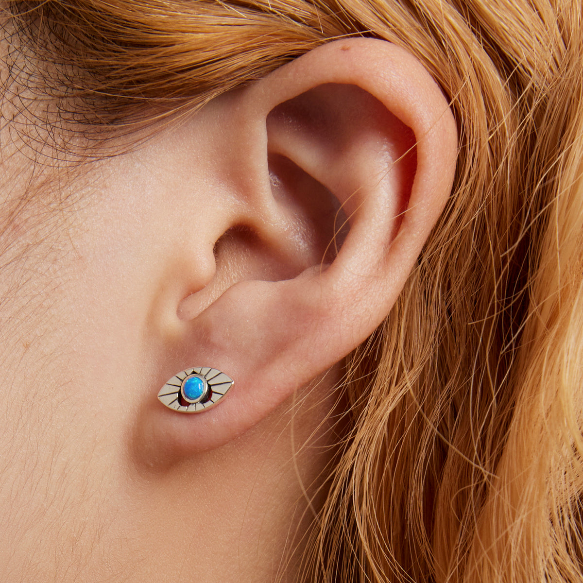 Sterling Silver Mysterious Demon Eye Stud Hypoallergenic Earrings
