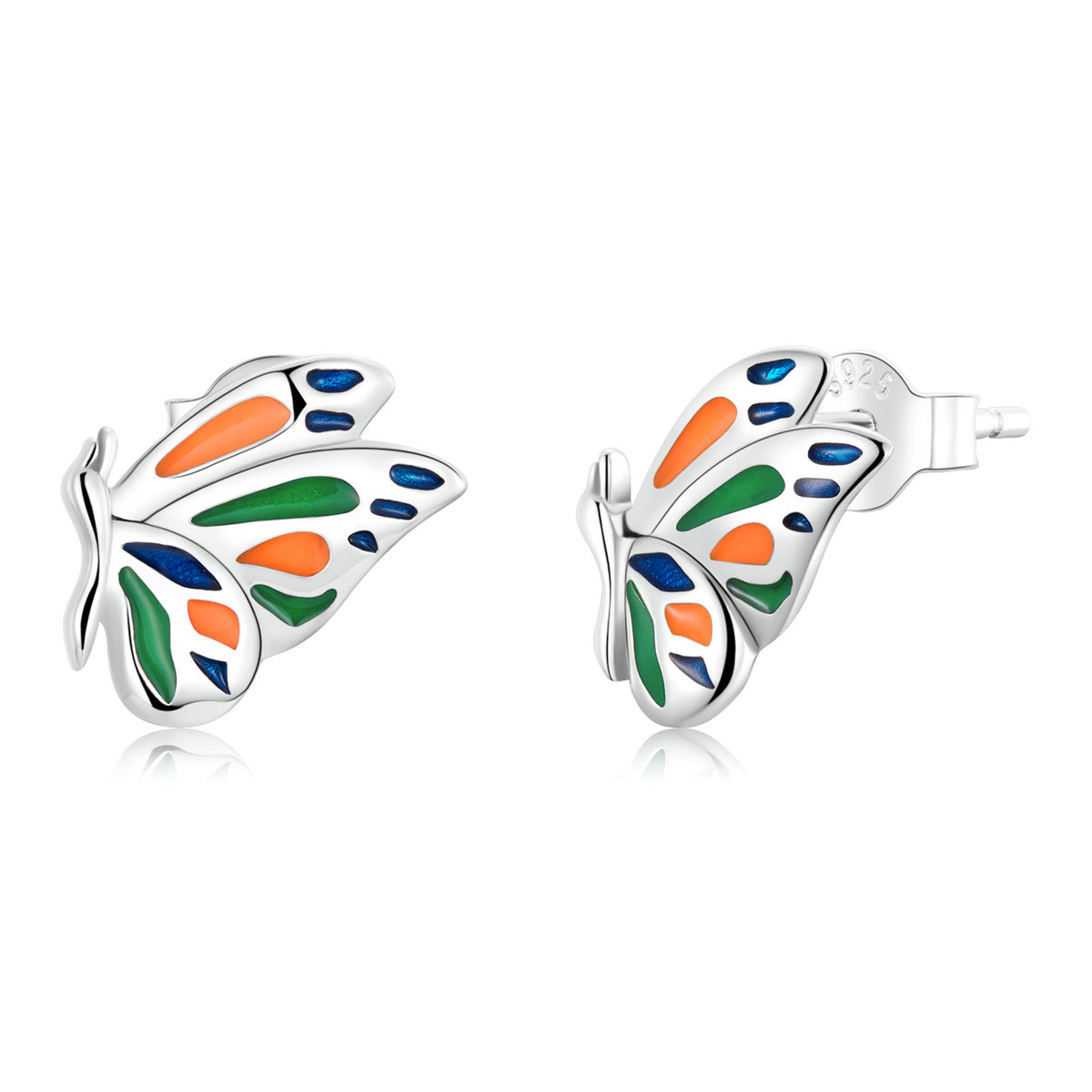 Sterling Silver Spring Time Butterfly Stud Hypoallergenic Earrings