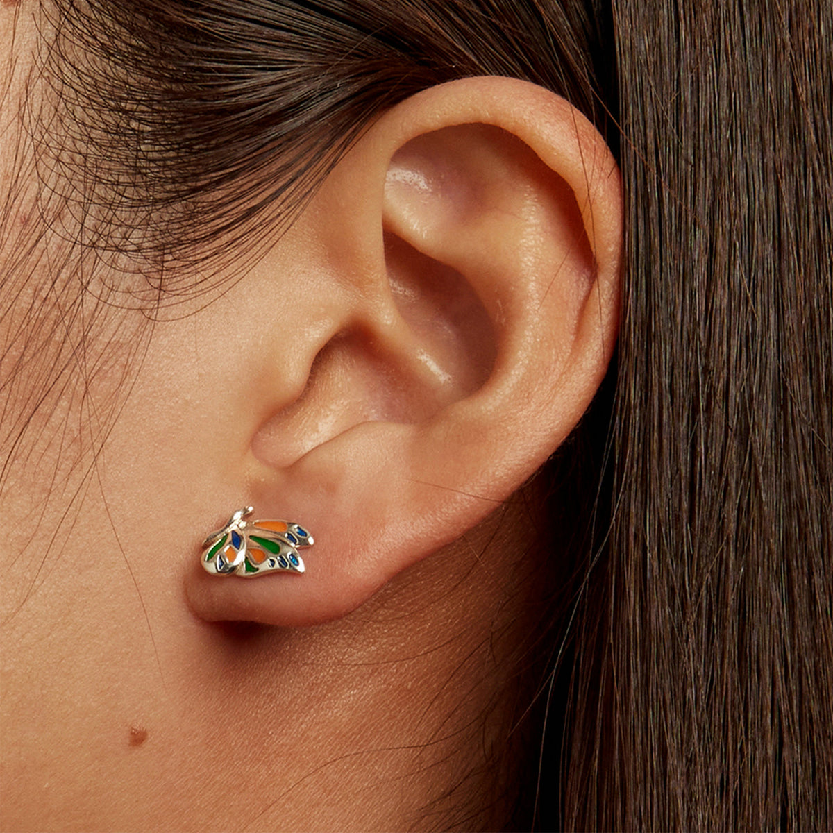 Sterling Silver Spring Time Butterfly Stud Hypoallergenic Earrings