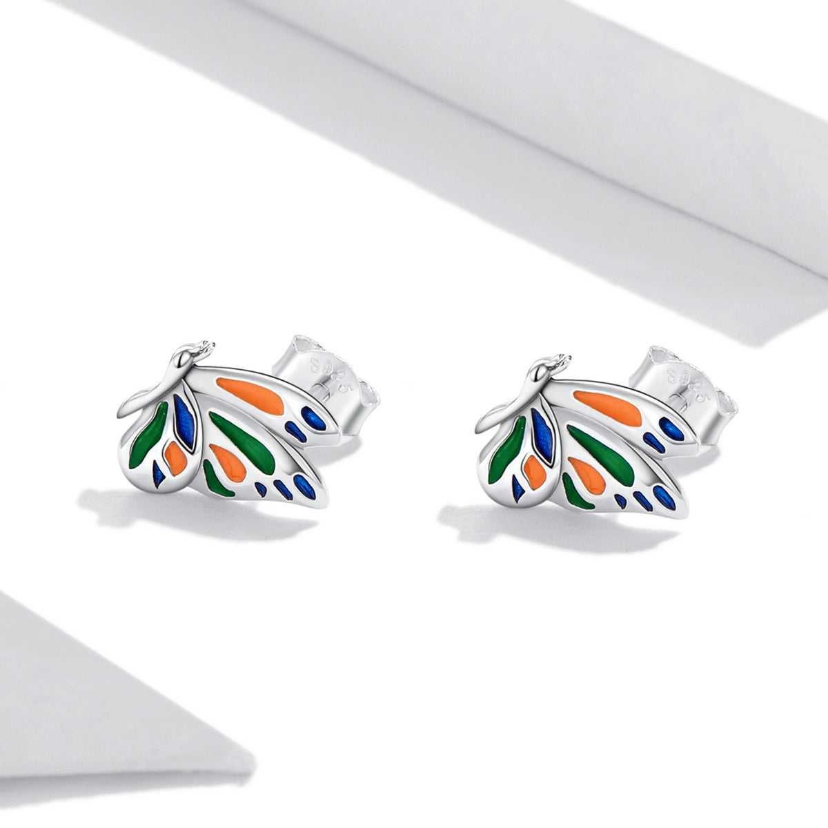 Sterling Silver Spring Time Butterfly Stud Hypoallergenic Earrings