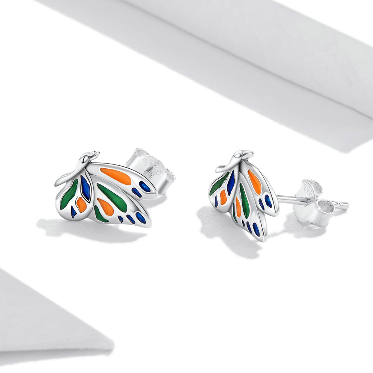 Sterling Silver Spring Time Butterfly Stud Hypoallergenic Earrings