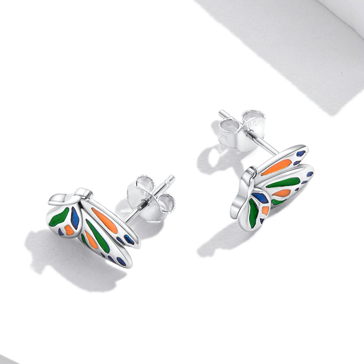 Sterling Silver Spring Time Butterfly Stud Hypoallergenic Earrings