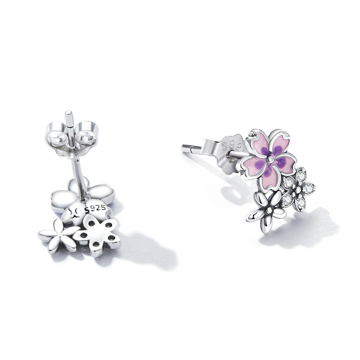 Sterling Silver Delicate Flowers Stud Hypoallergenic Earrings