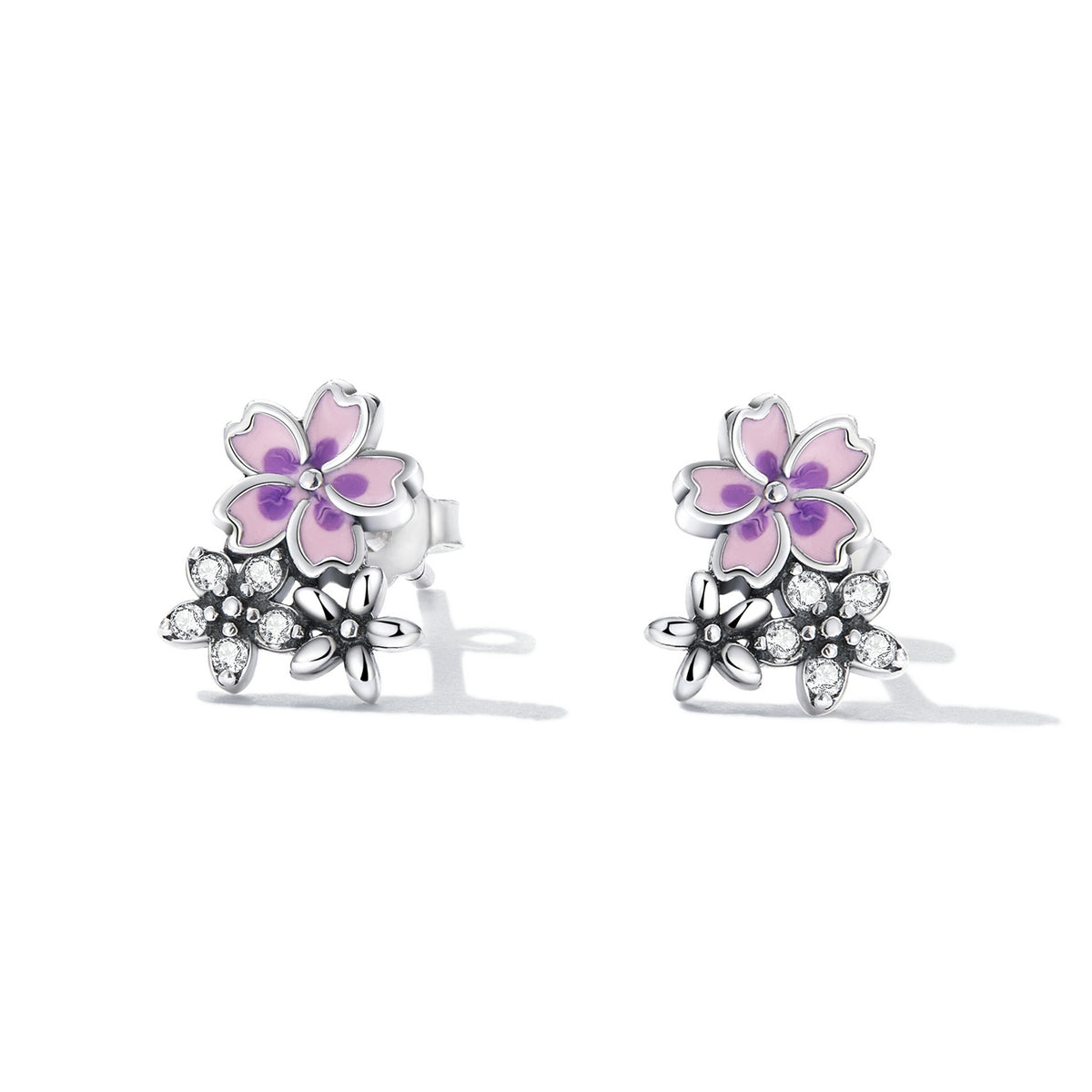 Sterling Silver Delicate Flowers Stud Hypoallergenic Earrings