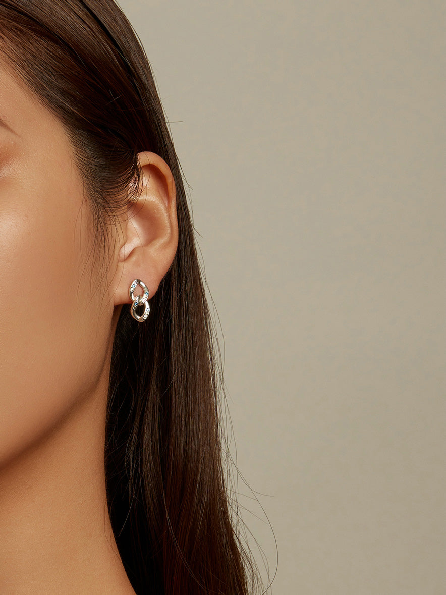 Sterling Silver Link Chain Stud Hypoallergenic Earrings