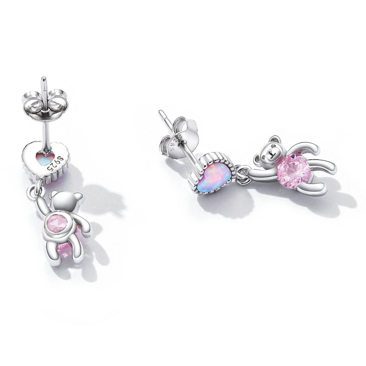 Sterling Silver Lovely Teddy Bear Stud Hypoallergenic Earrings