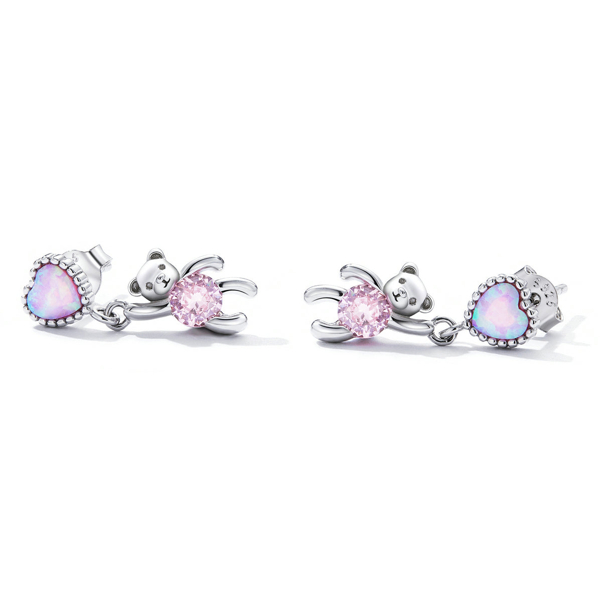 Sterling Silver Lovely Teddy Bear Stud Hypoallergenic Earrings