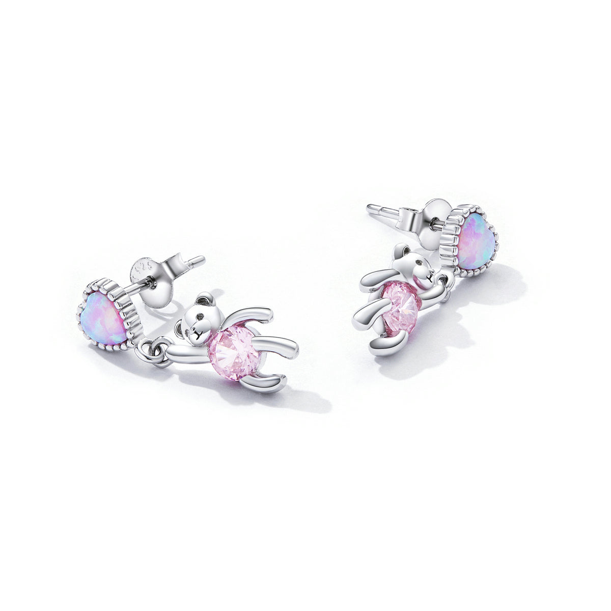 Sterling Silver Lovely Teddy Bear Stud Hypoallergenic Earrings