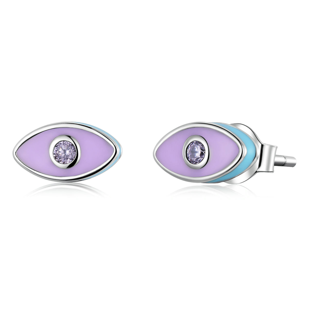 Sterling Silver Devil's Eye Art Stud Hypoallergenic Earrings