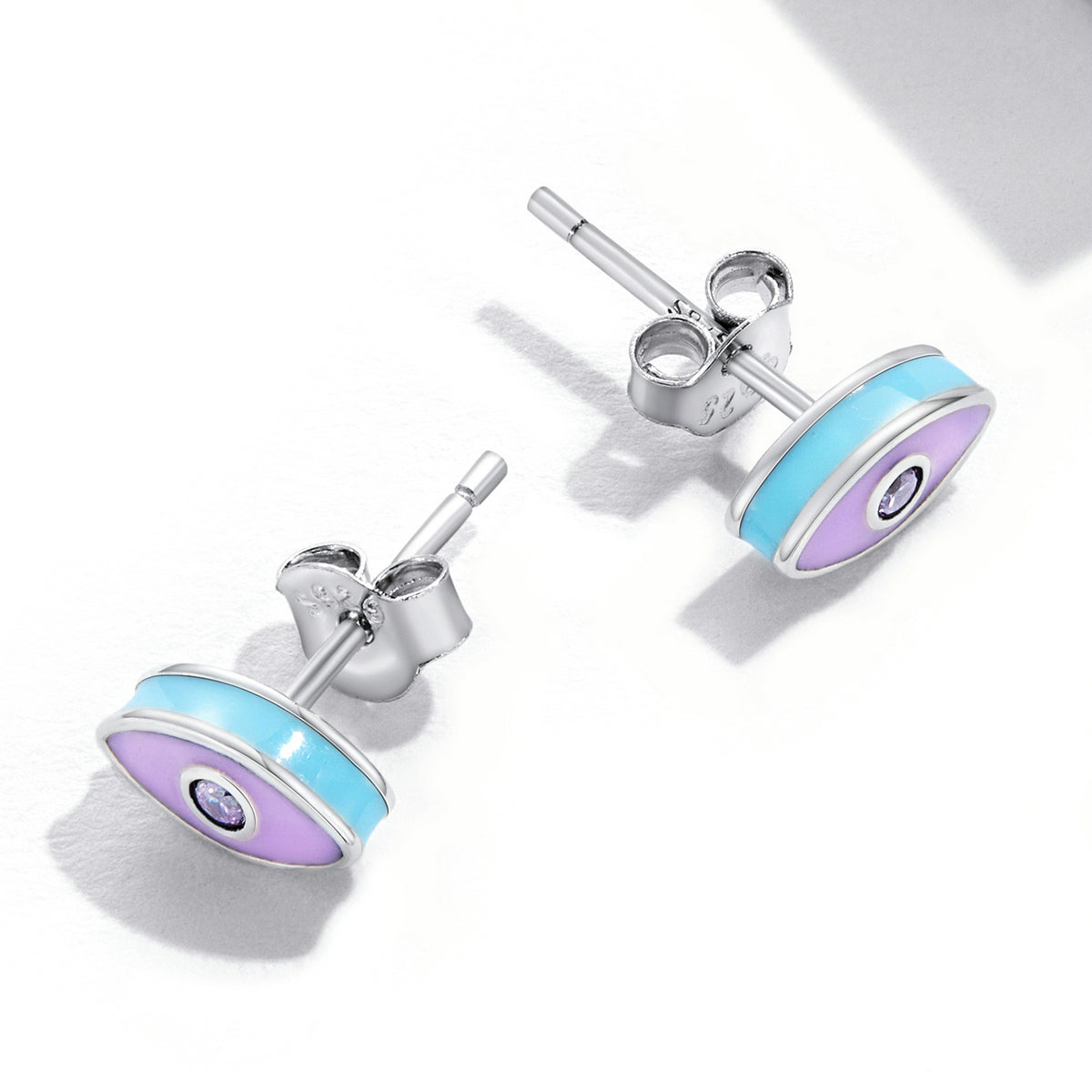 Sterling Silver Devil's Eye Art Stud Hypoallergenic Earrings