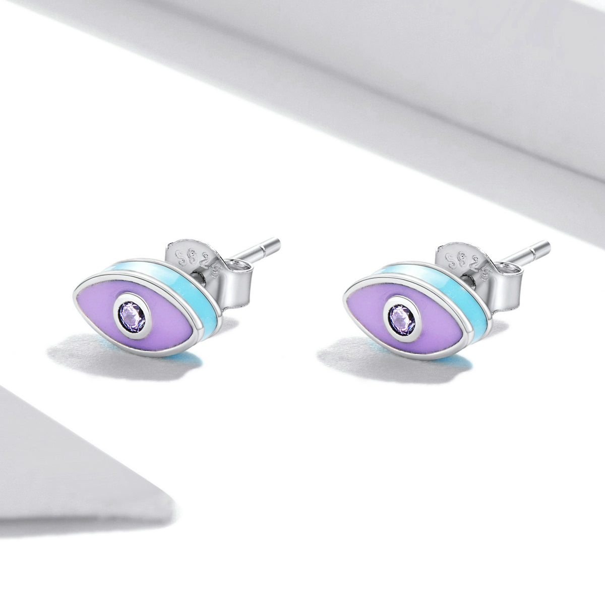 Sterling Silver Devil's Eye Art Stud Hypoallergenic Earrings