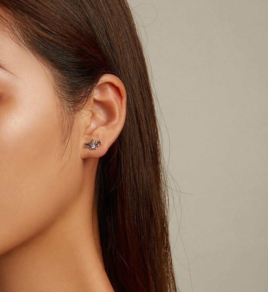Sterling Silver Ornamental Stud Hypoallergenic Earrings