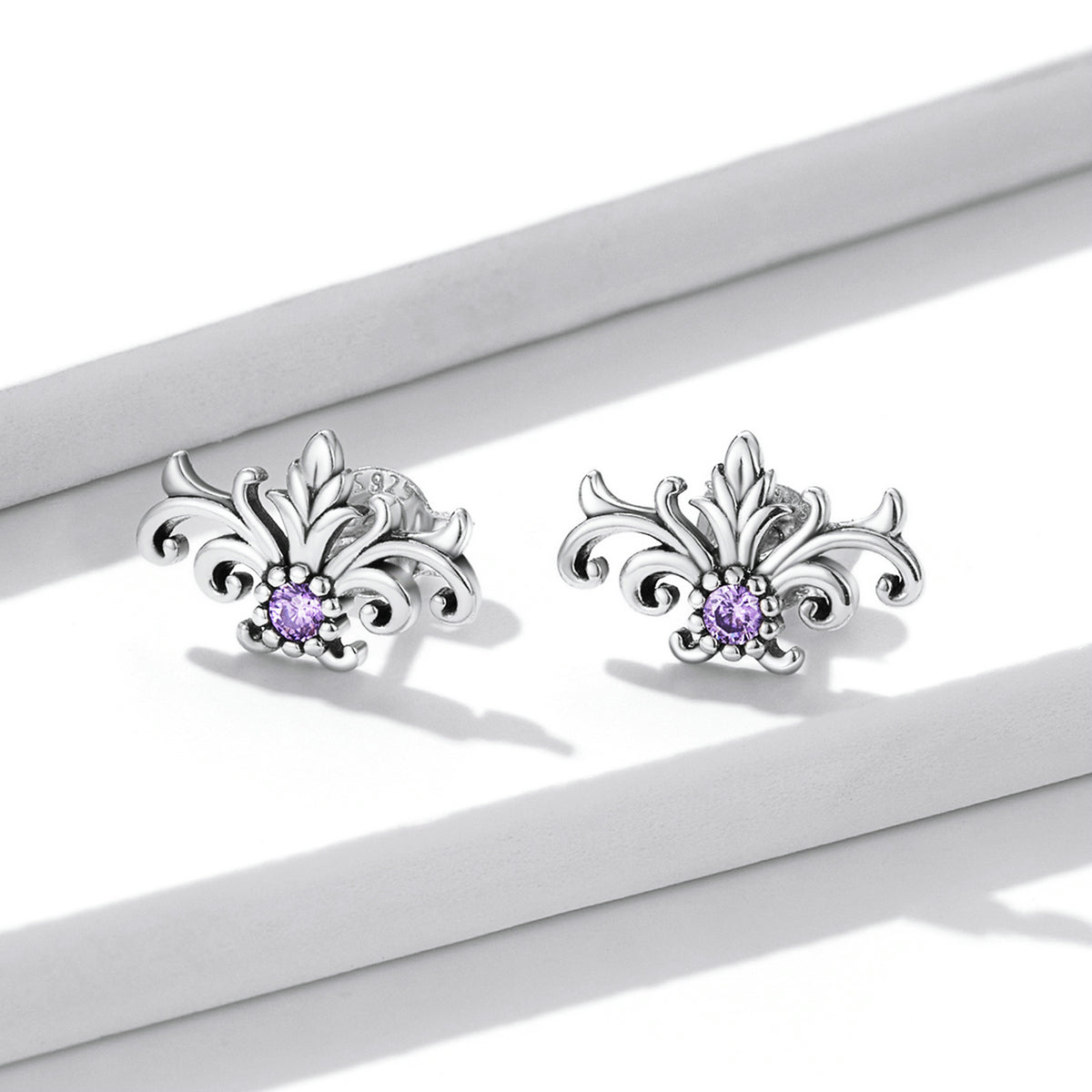 Sterling Silver Ornamental Stud Hypoallergenic Earrings