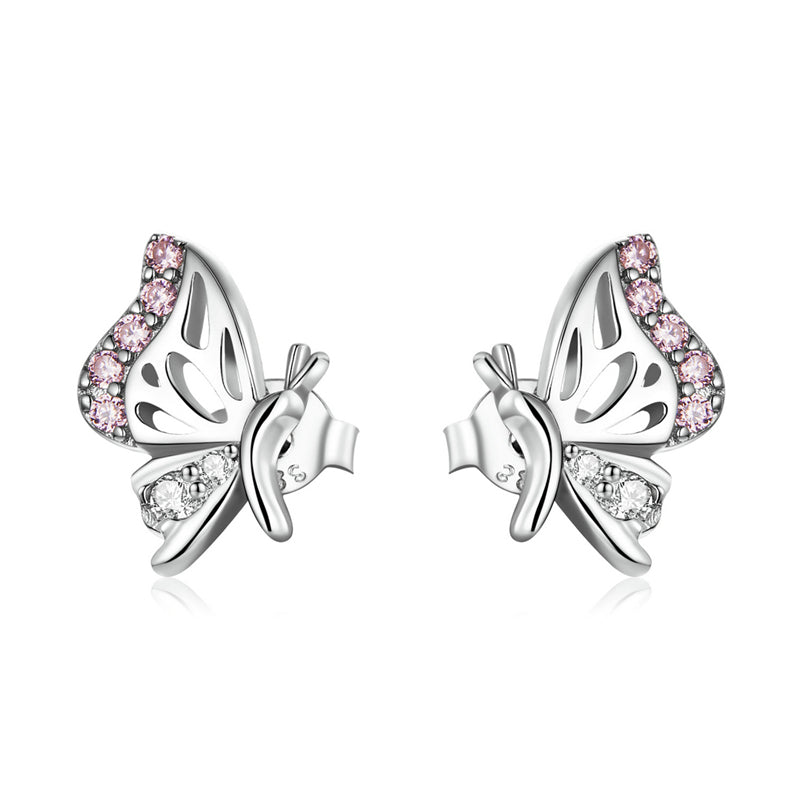 Sterling Silver Fine Butterfly Stud Hypoallergenic Earrings