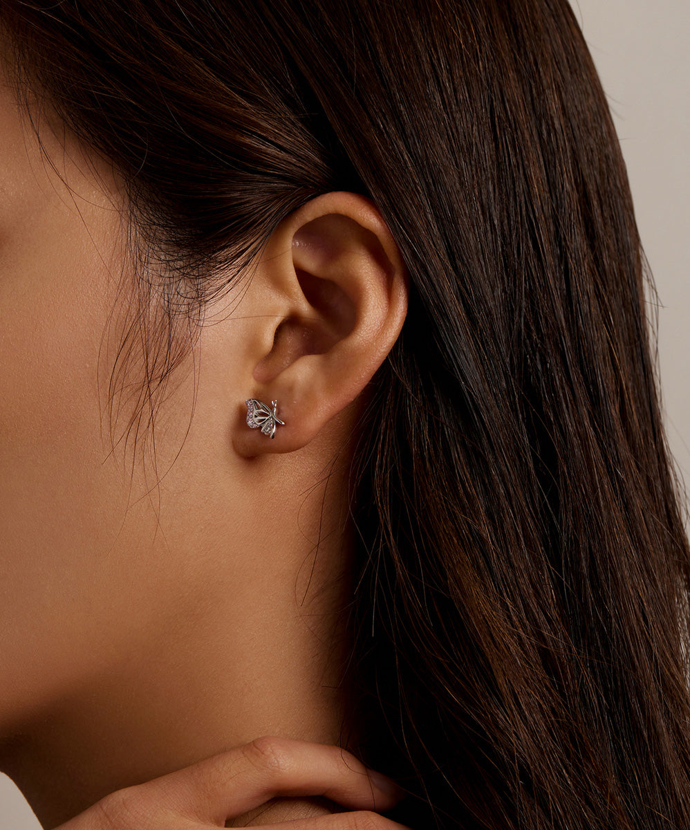 Sterling Silver Fine Butterfly Stud Hypoallergenic Earrings