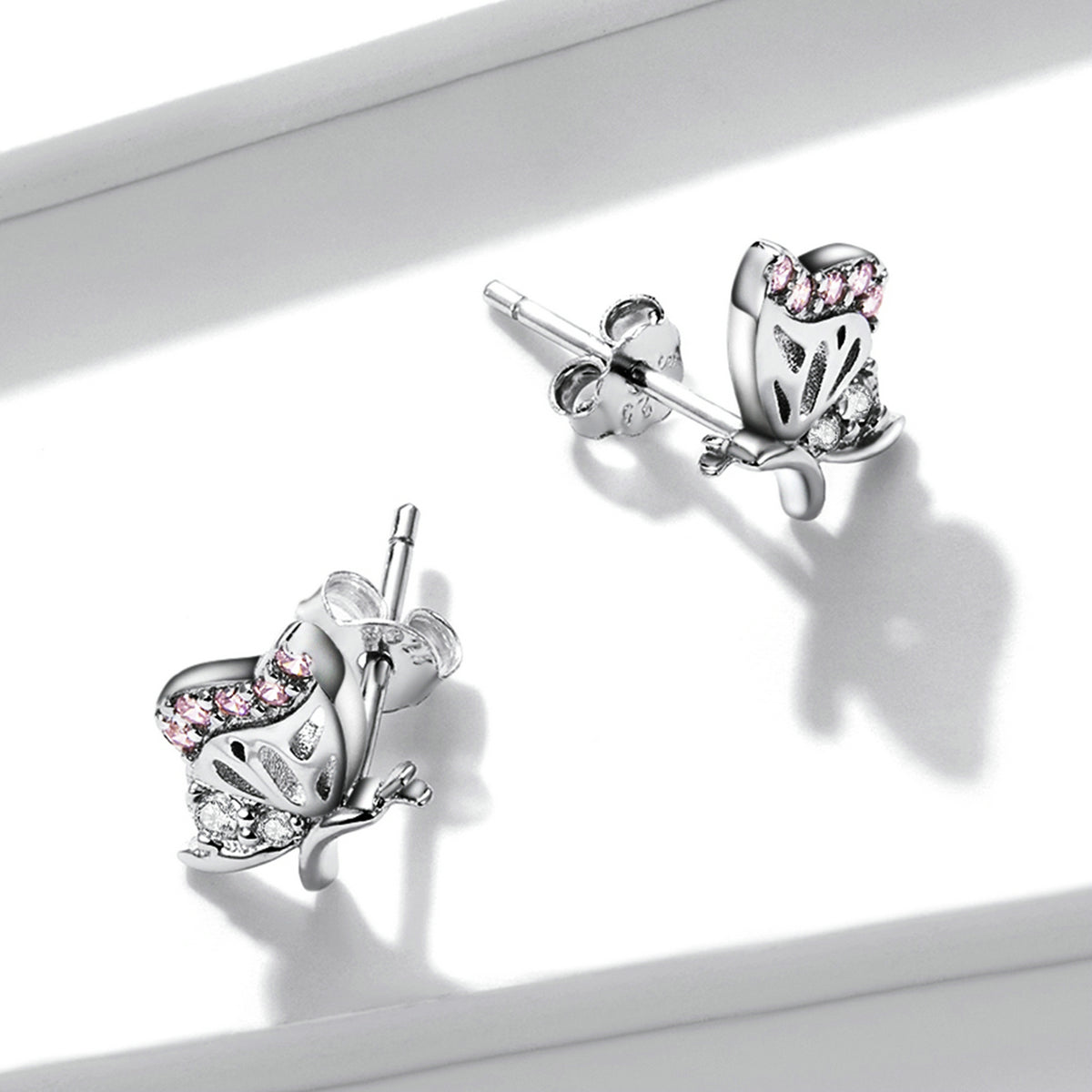 Sterling Silver Fine Butterfly Stud Hypoallergenic Earrings