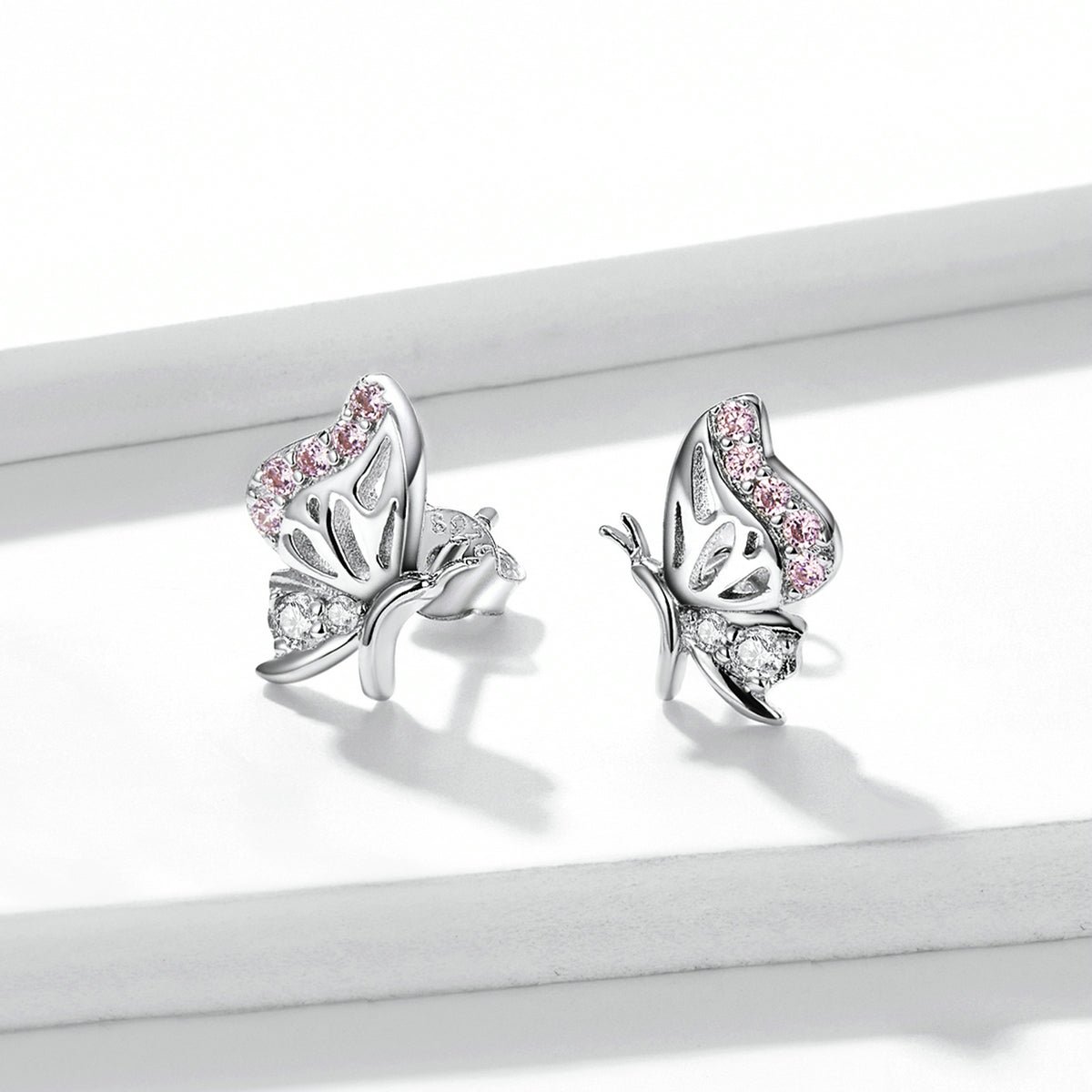 Sterling Silver Fine Butterfly Stud Hypoallergenic Earrings