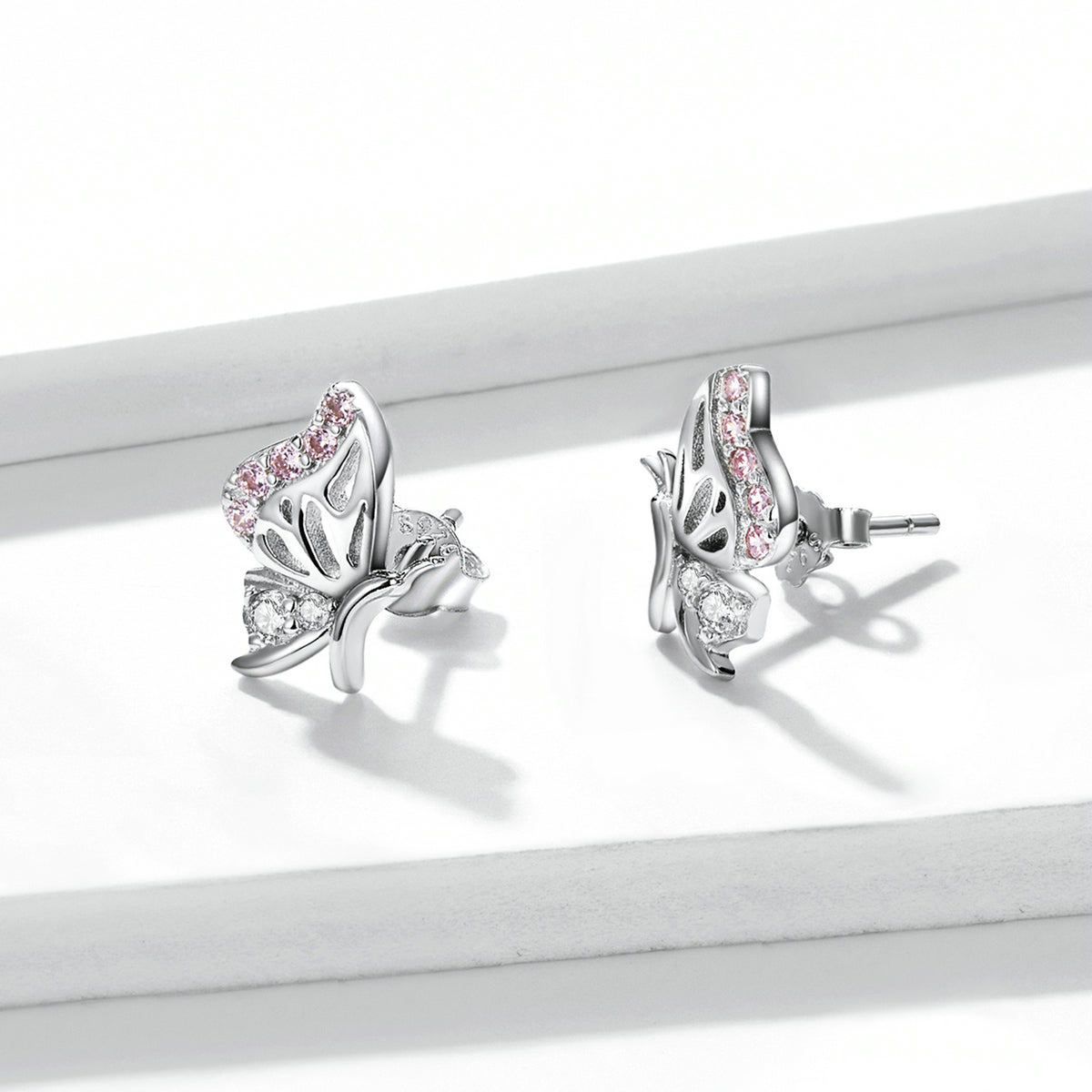 Sterling Silver Fine Butterfly Stud Hypoallergenic Earrings