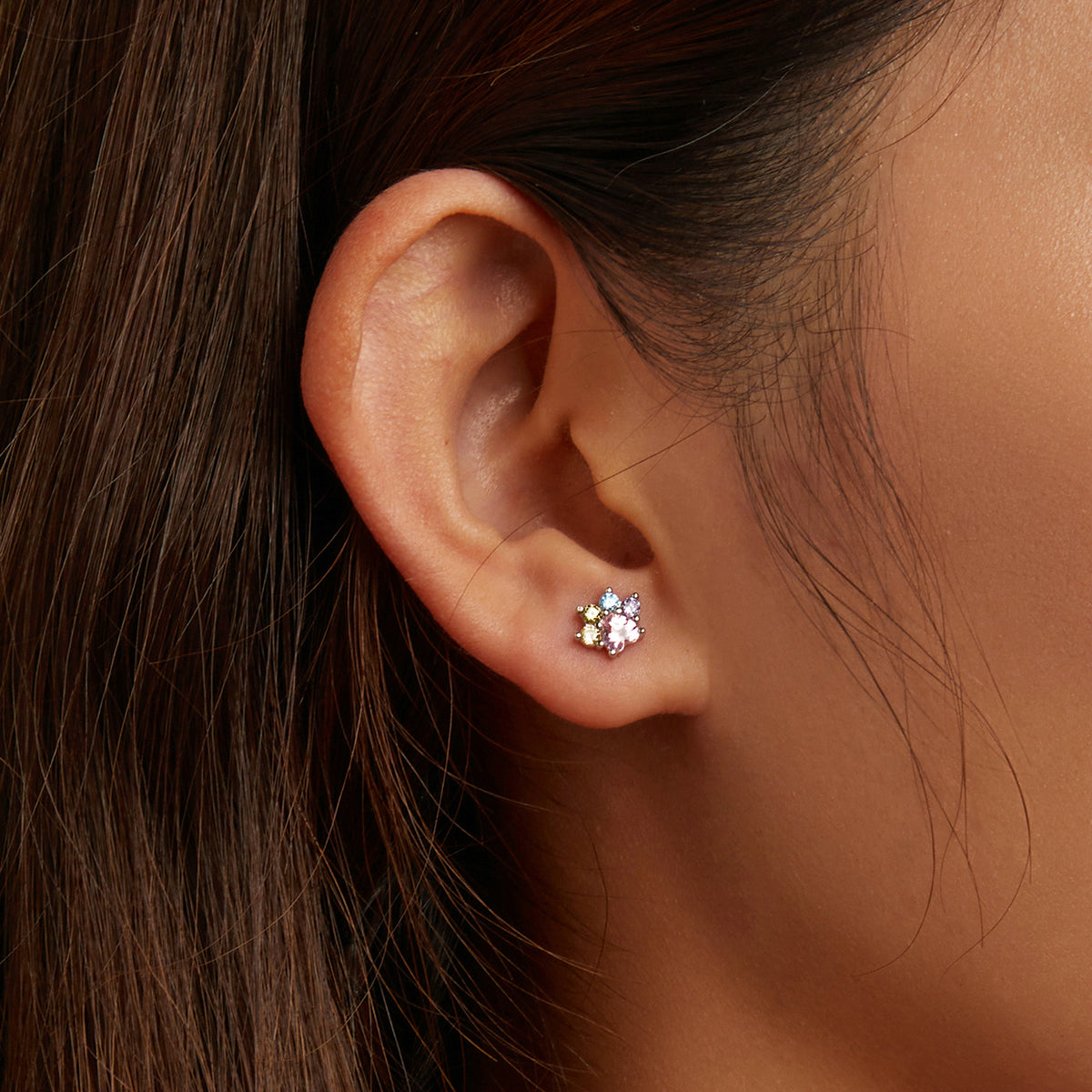 Sterling Silver Colourful Paw Screw Stud Hypoallergenic Earrings