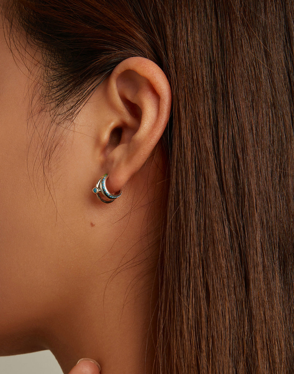 Sterling Silver Blue Evil Eye Stud Hypoallergenic Earrings