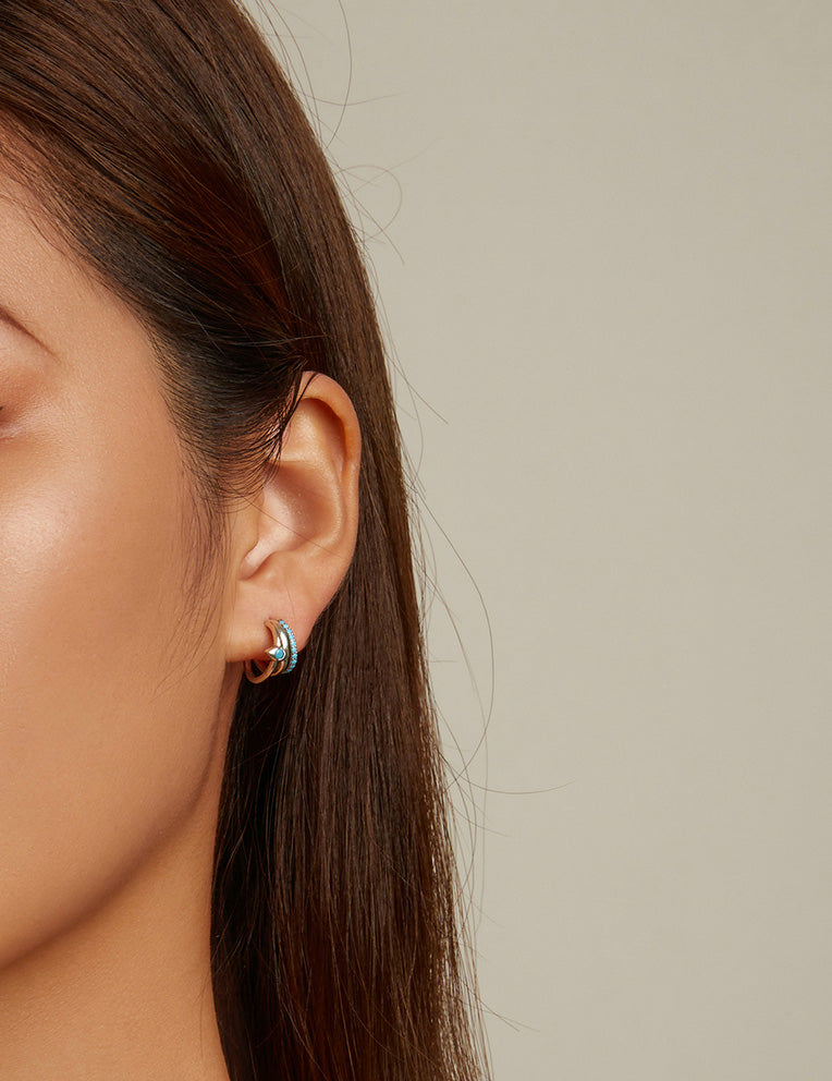 Sterling Silver Blue Evil Eye Stud Hypoallergenic Earrings