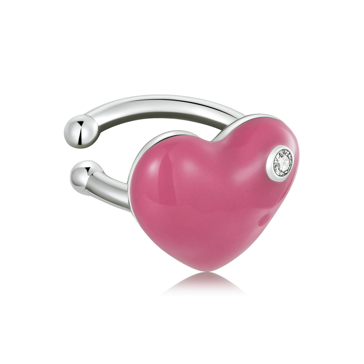 Sterling Silver Lovely Heart Hypoallergenic Ear Cuff (Single)