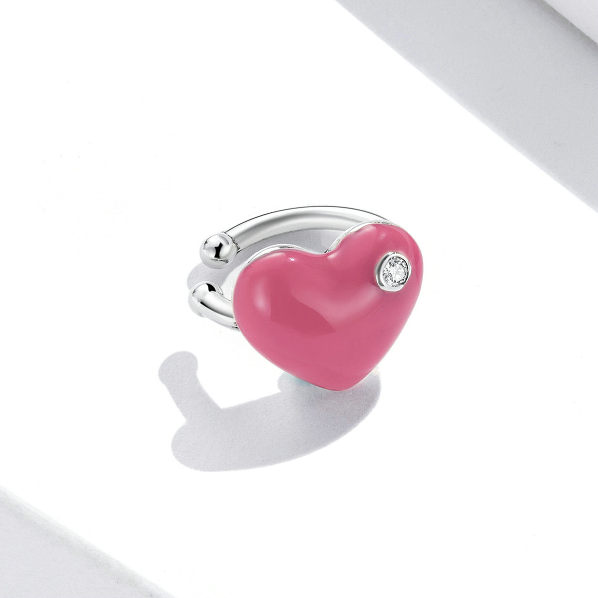 Sterling Silver Lovely Heart Hypoallergenic Ear Cuff (Single)