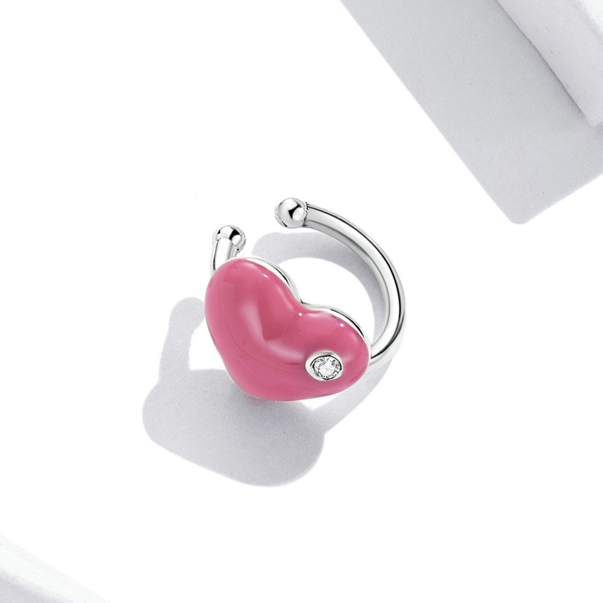 Sterling Silver Lovely Heart Hypoallergenic Ear Cuff (Single)