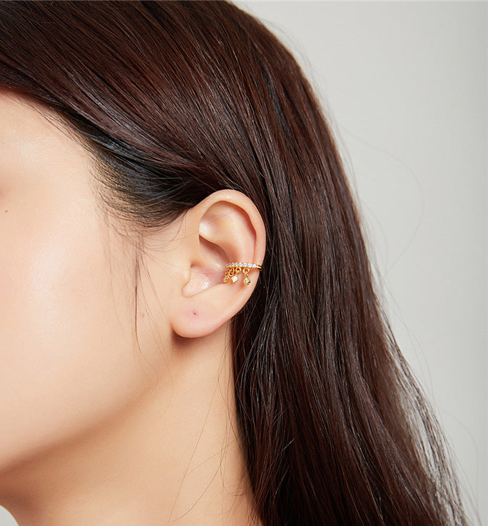 Sterling Silver Cards Hypoallergenic Ear Cuff (Single)