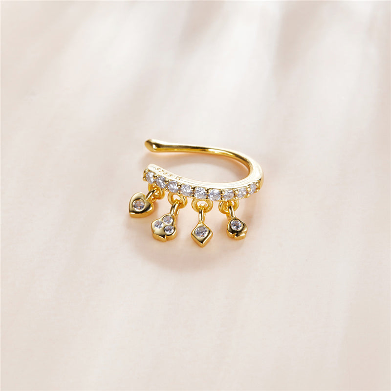 Sterling Silver Cards Hypoallergenic Ear Cuff (Single)