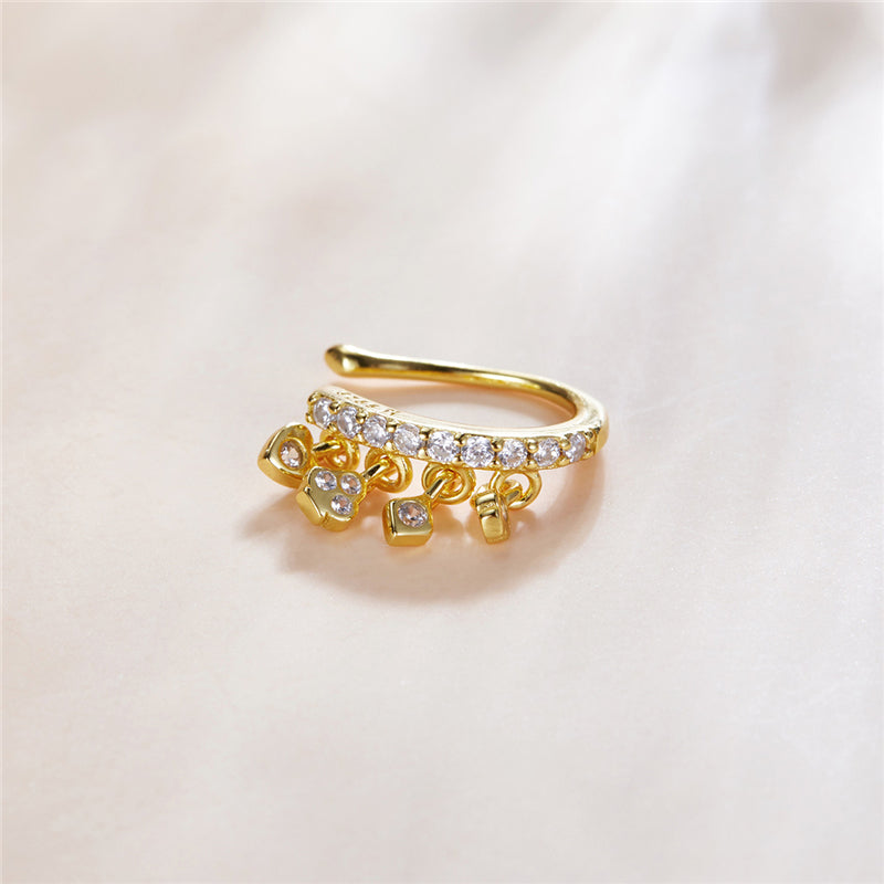 Sterling Silver Cards Hypoallergenic Ear Cuff (Single)