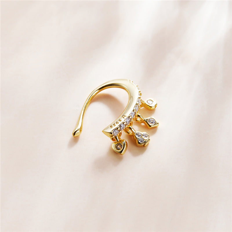Sterling Silver Cards Hypoallergenic Ear Cuff (Single)