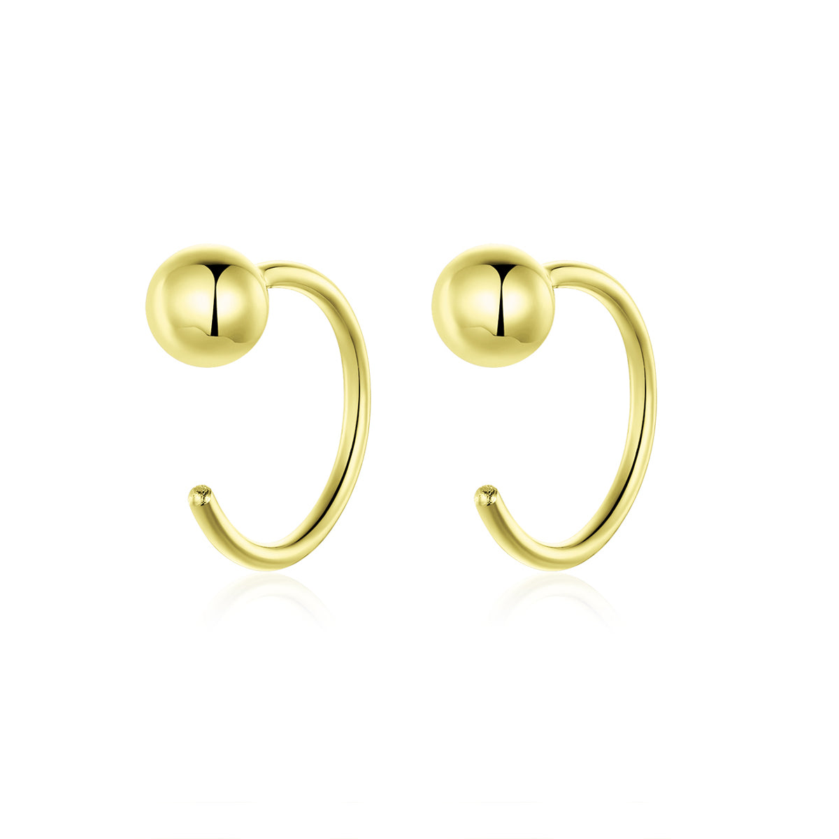Sterling Silver Tiny Metal Sphere Hypoallergenic Hook Earrings