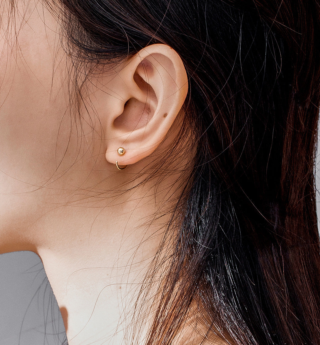 Sterling Silver Tiny Metal Sphere Hypoallergenic Hook Earrings