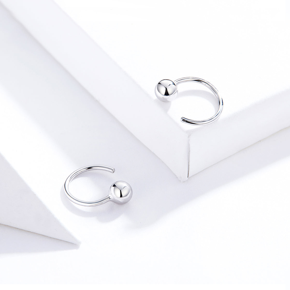 Sterling Silver Tiny Metal Sphere Hypoallergenic Hook Earrings