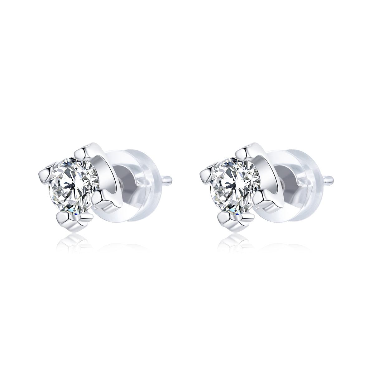 Sterling Silver Small Clear CZ Hypoallergenic Stud Earrings