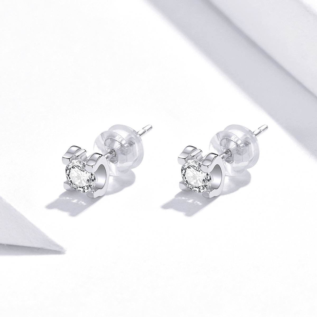 Sterling Silver Small Clear CZ Hypoallergenic Stud Earrings