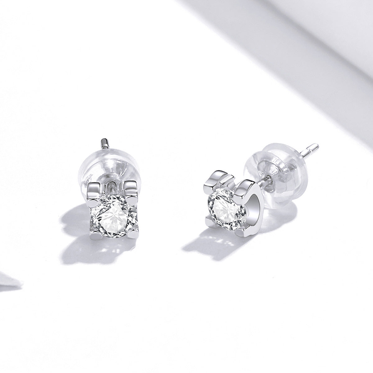 Sterling Silver Small Clear CZ Hypoallergenic Stud Earrings