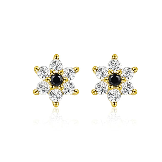 Sterling Silver Golden Snowflake Hypoallergenic Stud Earrings
