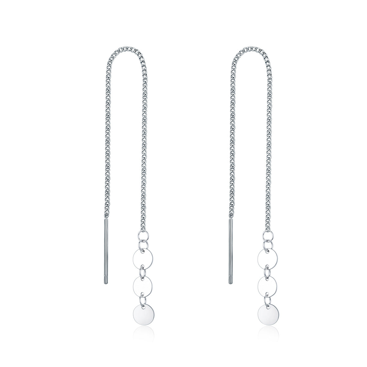Sterling Silver Metal Sequins Hypoallergenic Threader Earrings
