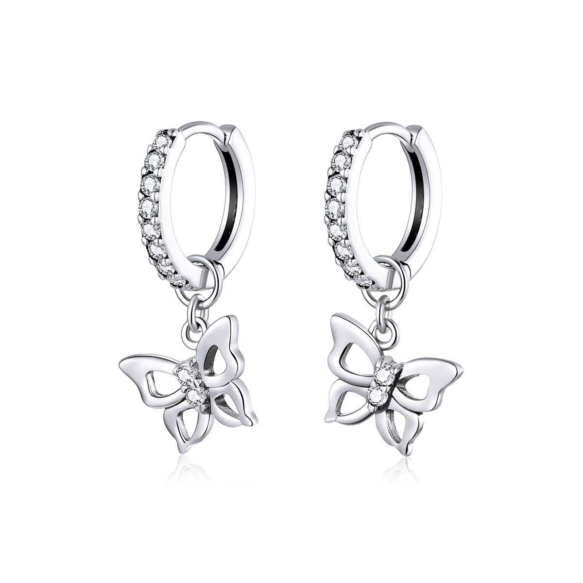Sterling Silver Simple Butterfly Hypoallergenic Huggie Earrings